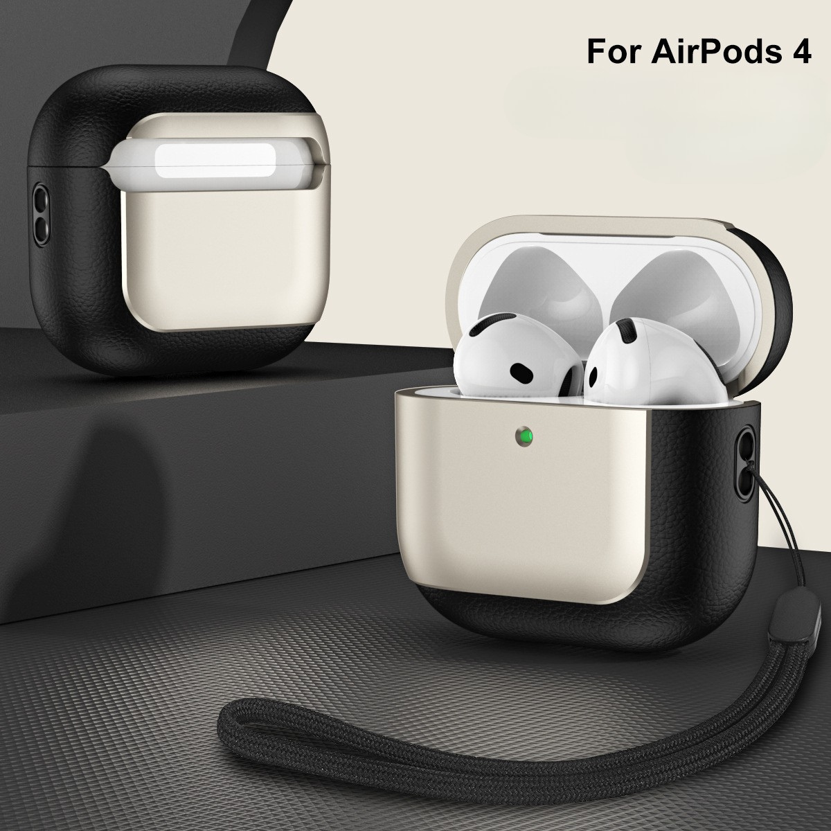 Ốp Case Vỏ Bảo Vệ Kai.N Chrome cho Airpods 4, kèm dây đeo_ Hàng Chính Hãng
