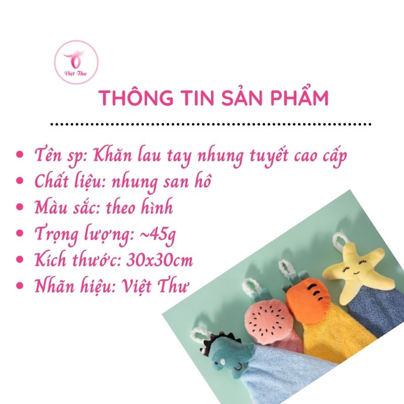 Khăn lau đa năng, khăn lau tay nhà bếp cao cấp Việt Thư siêu mềm, siêu thấm, họa tiết gấu bông siêu dễ thương, 30x30cm- Hàng Chính Hãng