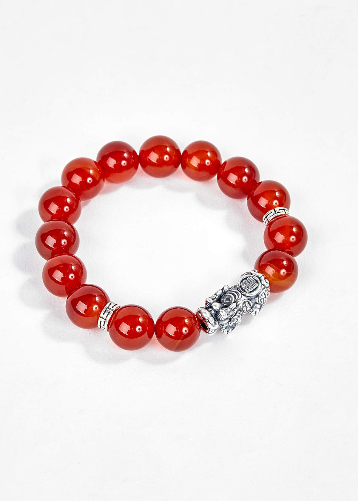 Vòng tay đá thiên nhiên phối charm tỳ hưu bạc size hạt 12mm Ngọc Quý Gemstones