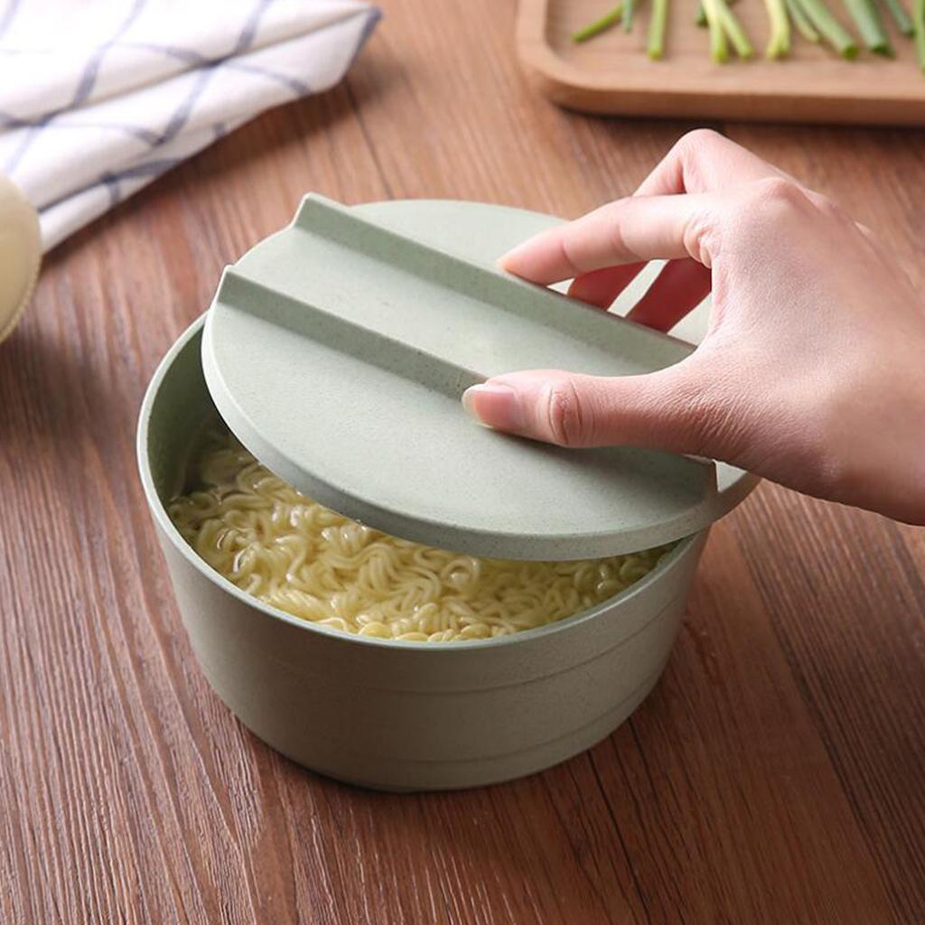 Wheat Straw Rice Noodle Bowl with Cover