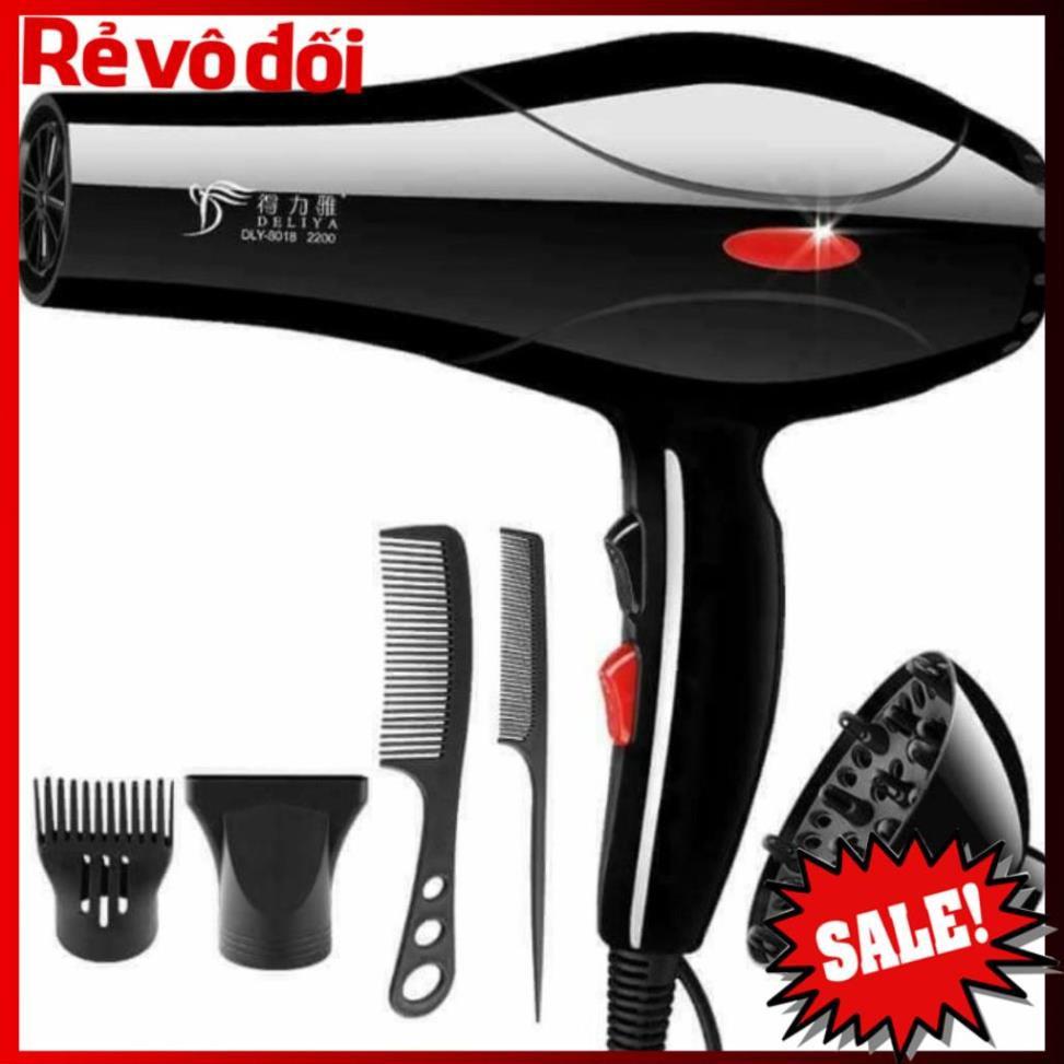 Máy sấy tóc công suất lớn DELIYA 8018 2 chiều nóng lạnh, tặng kèm ngay bộ 5 đầu phụ kiện làm tóc cao cấp