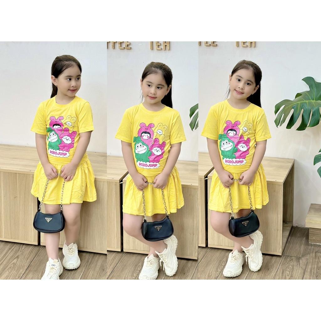 Đồ bộ bé gái, Bộ cộc tay quần giả váy cho bé gái từ 8-25kg chất cotton hàng xuất mềm mịn mát