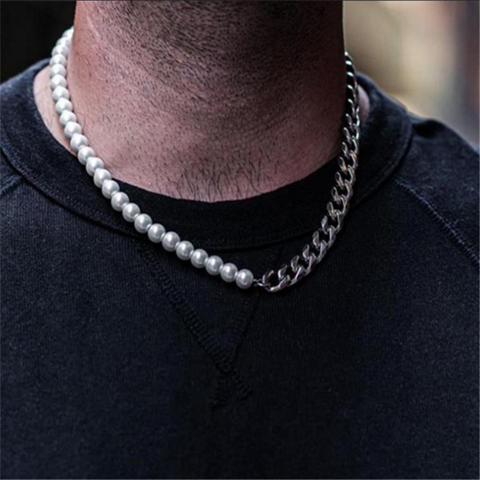 3 Pieces Adjustable Pearl Necklace Bracelet Kit Solid and Flexible Hip Hop