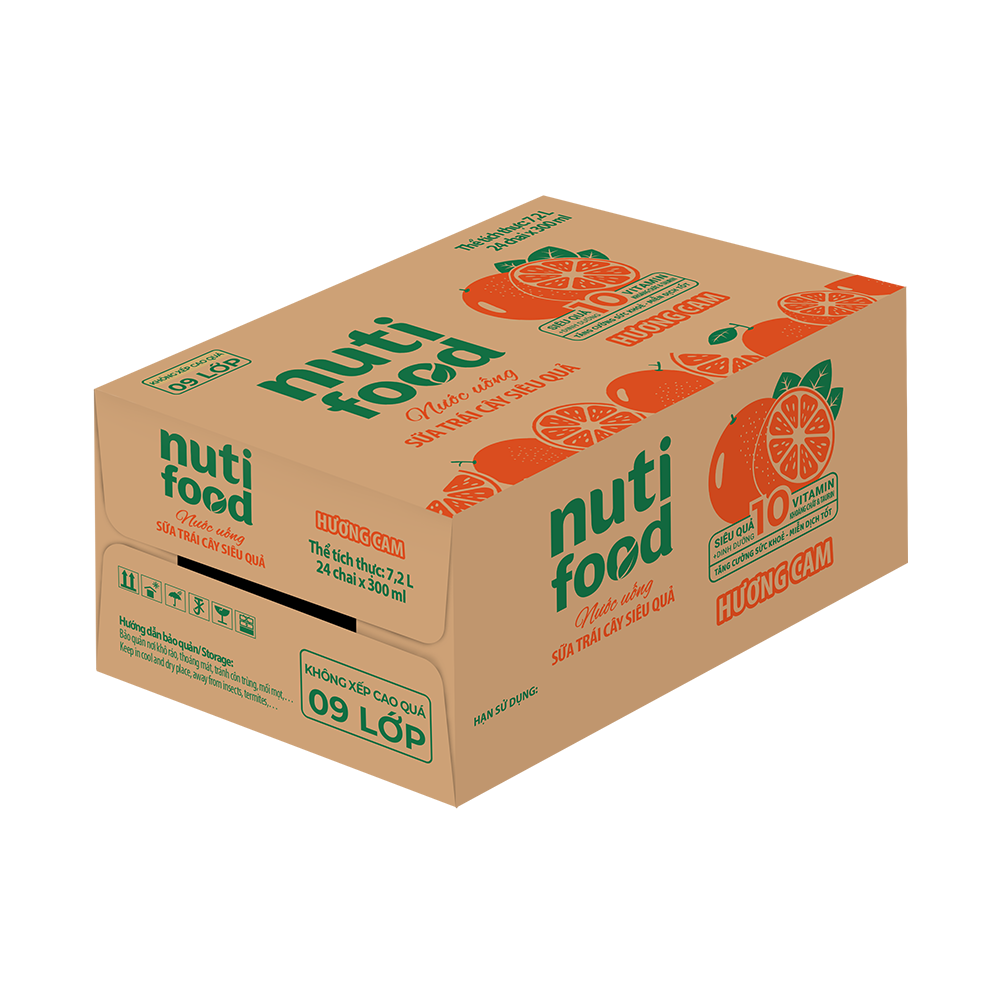 Thùng 24 chai Nước uống Sữa trái cây Nuti hương Cam chai 300ml TU.NTC01TI NUTIFOOD