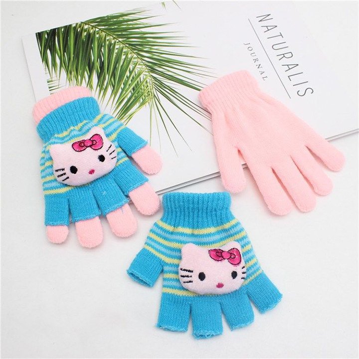 Găng tay len 2in1 hình thú cute giữ ấm mùa đông cho bé