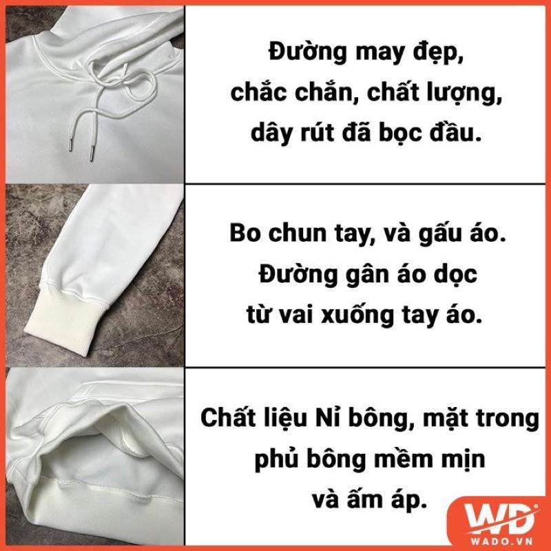 Áo hoodie nam trơn basic Wado mùa thu đông dáng unisex form rộng chất nỉ bông