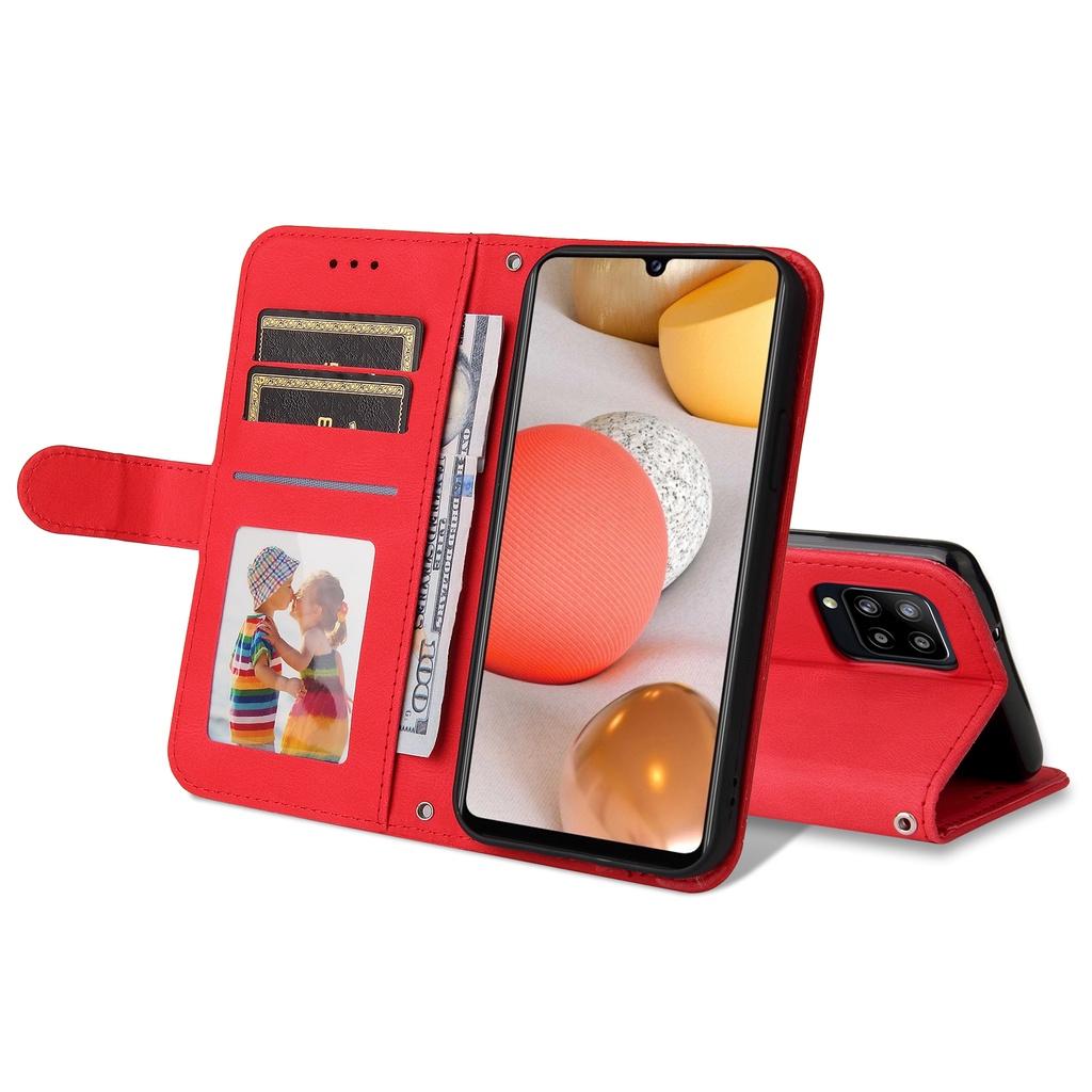 Ốp điện thoại da gập màu trơn đơn giản Cho Samsung Galaxy A02 A02S A03S A12 A22 4G A32 A42 A52 A72 5G