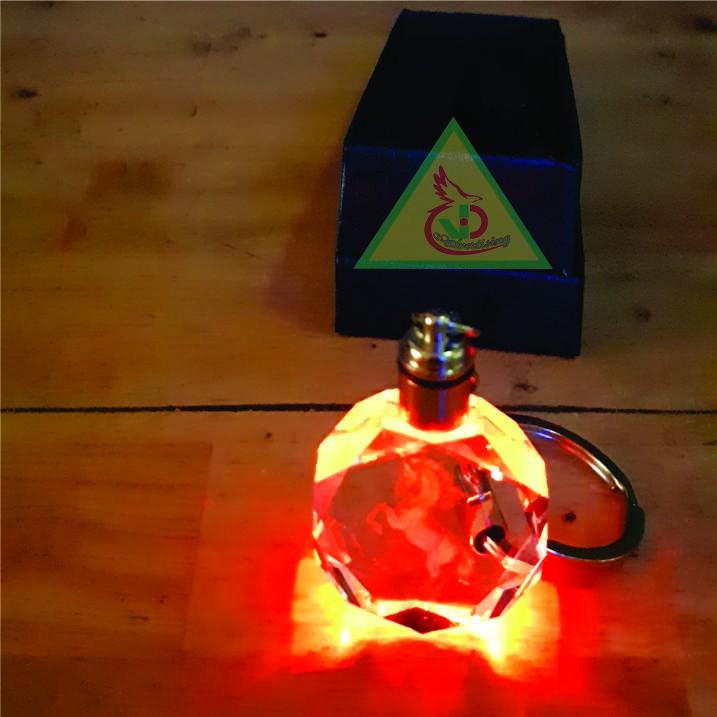 Móc khóa pha lê phát sáng khắc Hình Con Ngựa 3D_Quà tặng