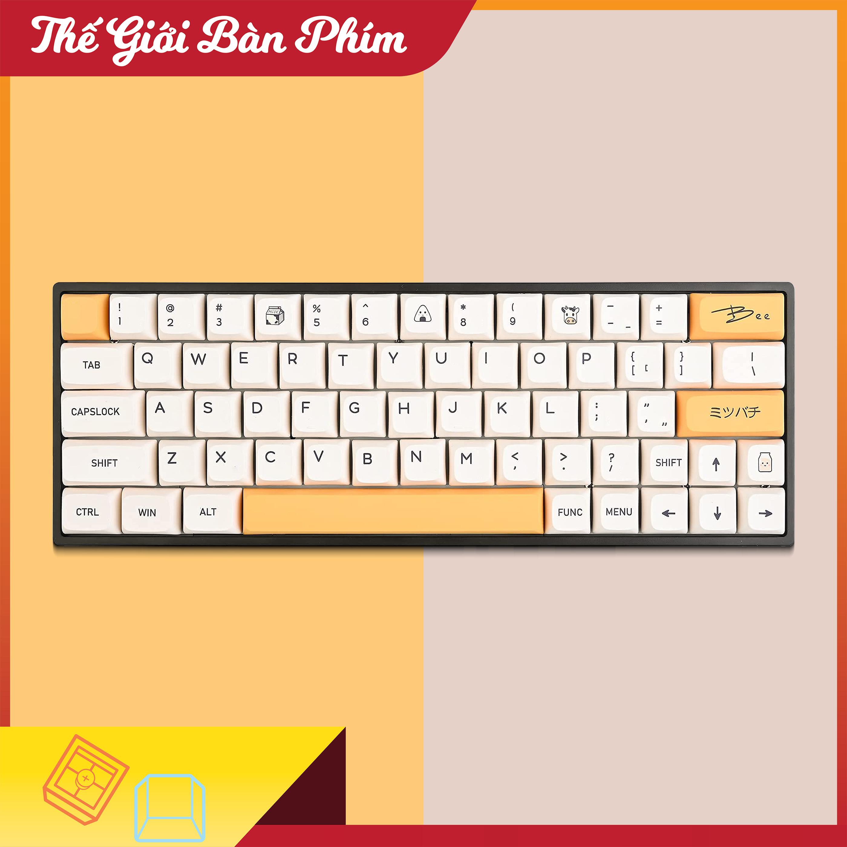 Keycap Bee PBT XDA Profile bàn phím cơ đầy đủ 124 phím