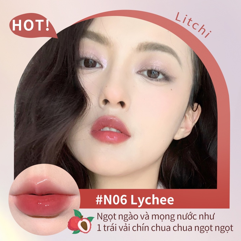 JUDYDOLL Son tint Iced Tea Watery Lip Gloss Môi bóng căng mọng Không dính Nhẹ môi 2,4g