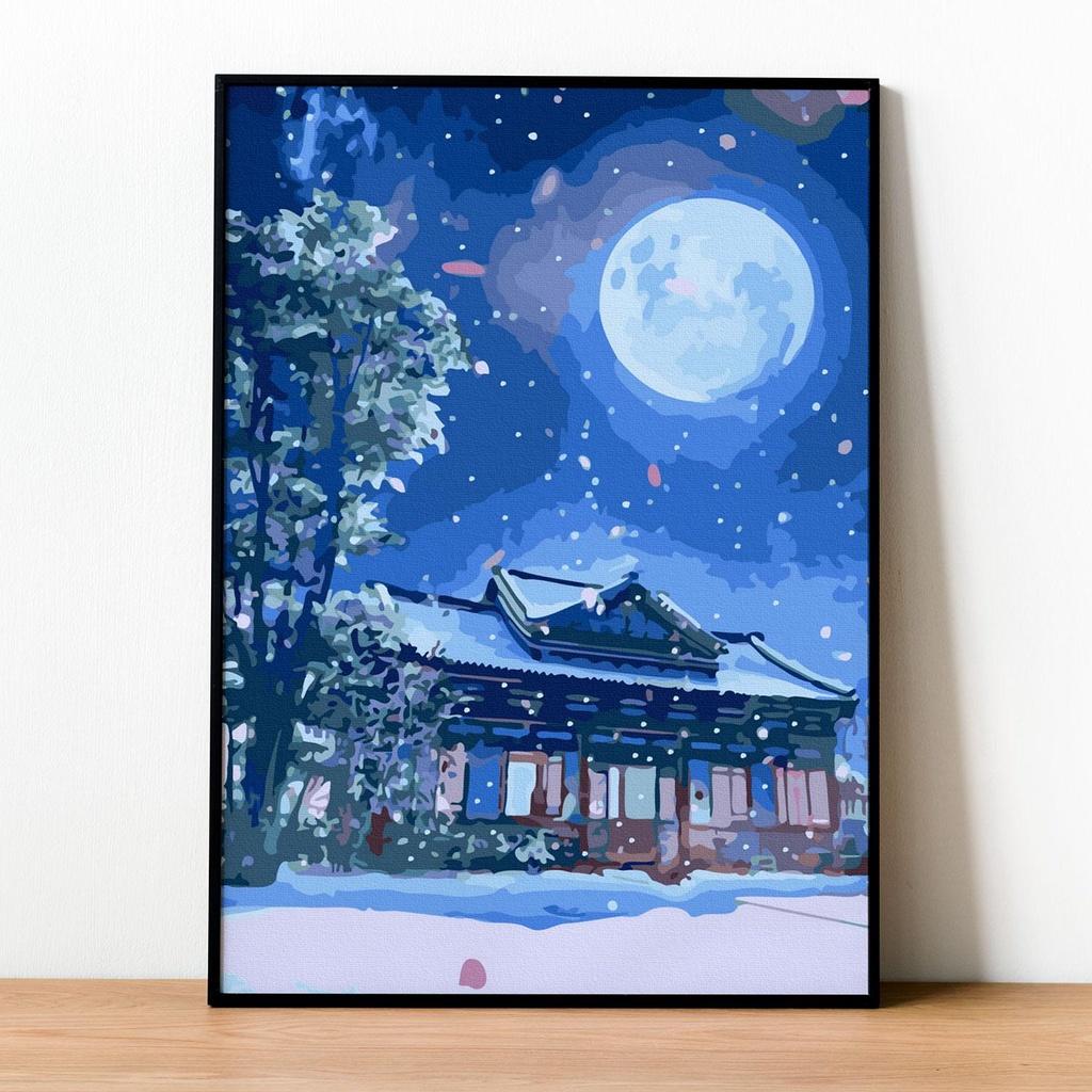 Tranh số hóa Trăng xanh đã căng khung 40x50cm