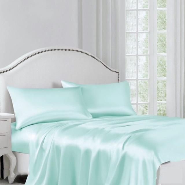 Bộ 4 Món Ga Gối Phi Lụa Mát Mịn - Xanh ngọc