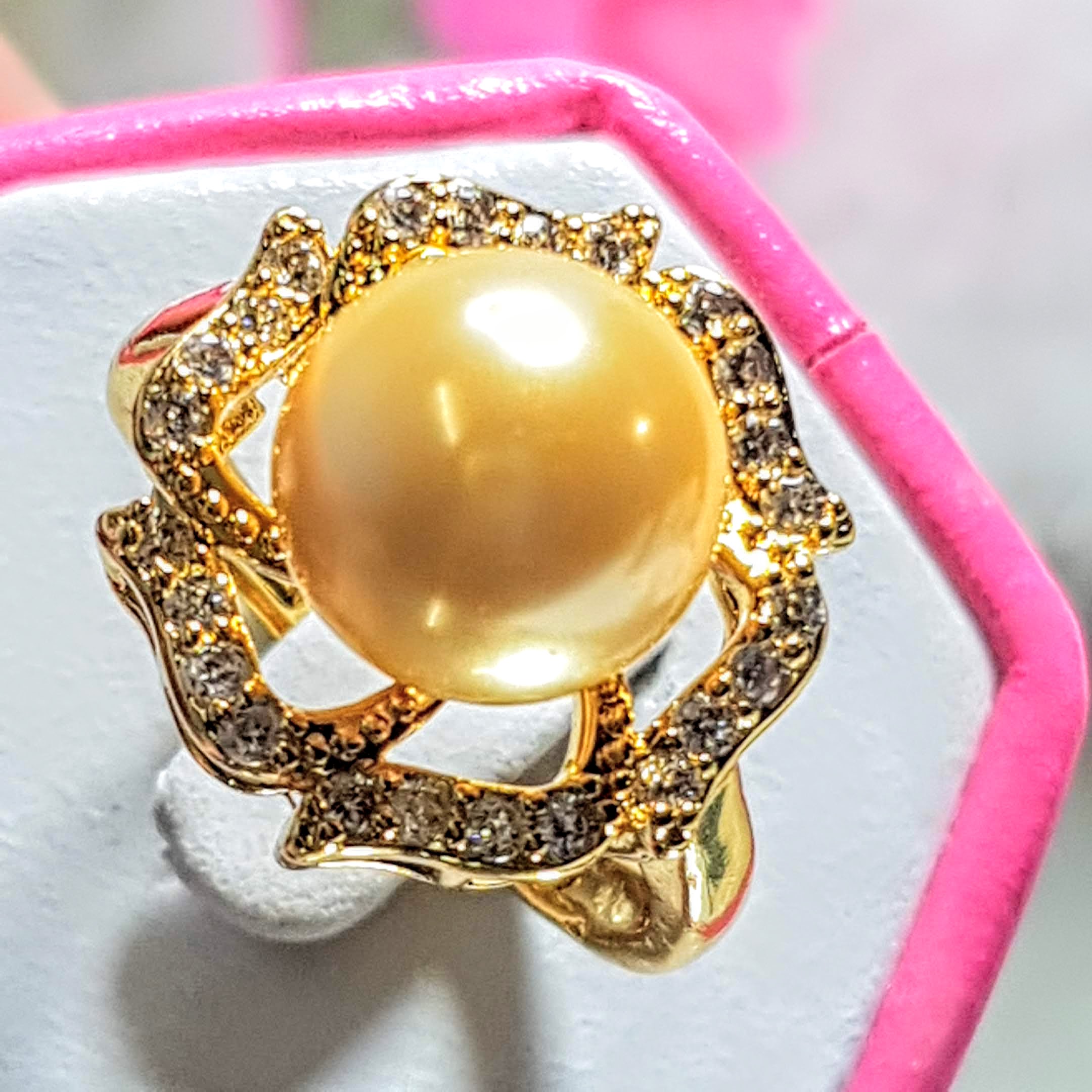 Nhẫn Ngọc Trai Cao Cấp, Sang Trọng - Hoa 6 Cánh - Trang Sức Cô Tấm - DIPHY RING PEARL - Bạc S925 Đính Đá Zircon