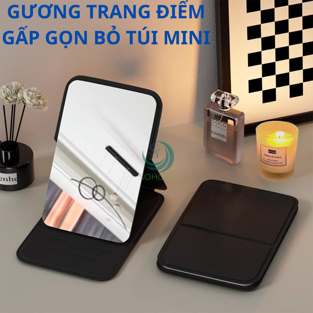 Gương Gập Mini Để Bàn – Gọn Nhẹ, Sang Xịn, Mang Đi Mọi Nơi Gương Trang Điểm Gập Thông Minh – Thiết Kế Tối Giản, Siêu Tiện Gương Gập Gọn Có Đế – Skincare, Make-up Chuẩn Sáng Tạo
