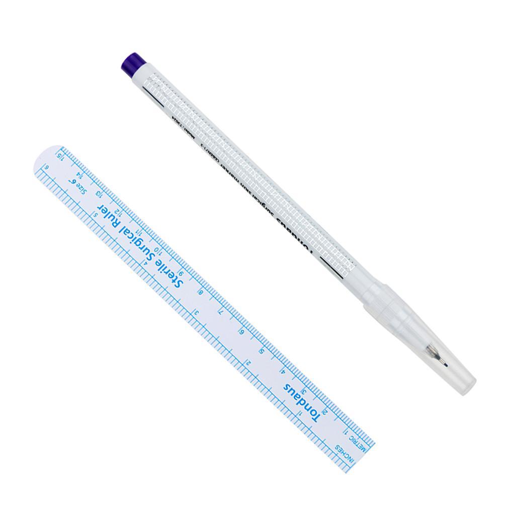 Surgical Tattoo Piercing Skin Marker Positioning Body Art Pen With Rulers