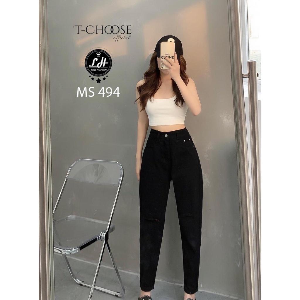 Quần bò baggy đen trơn túi nhỏ bên sườn siêu lạ Lê Huy fashion Ms 494