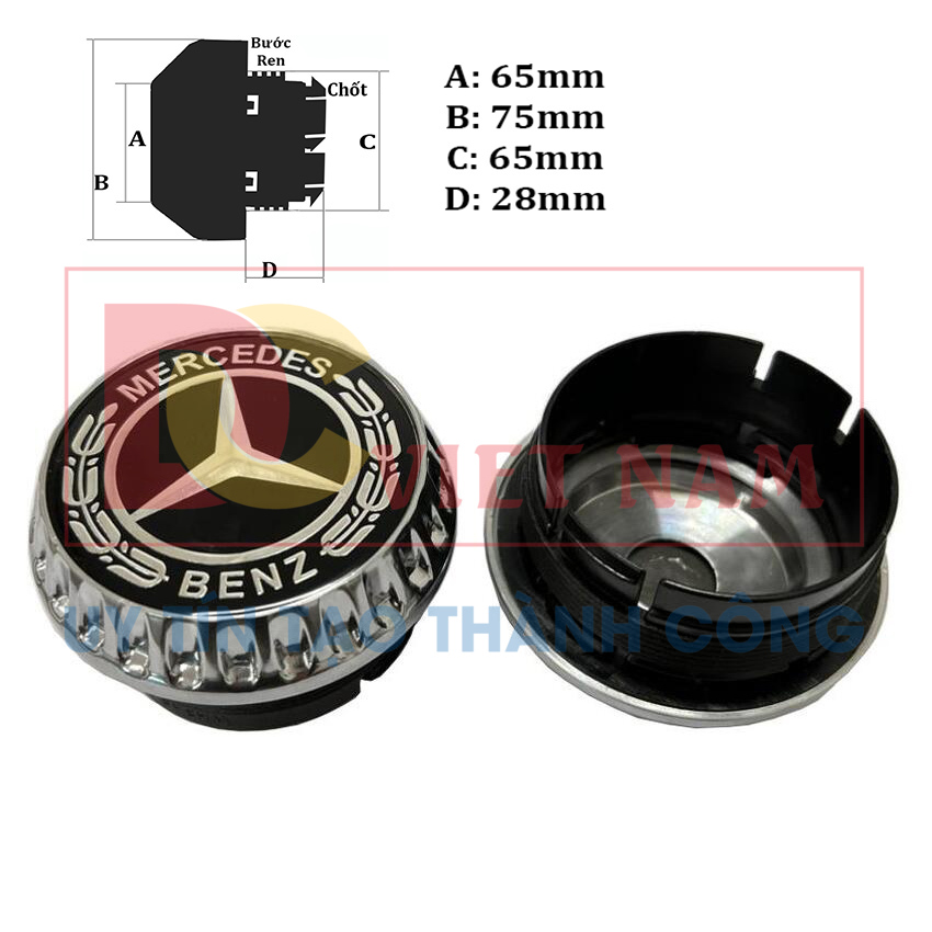 Logo chụp mâm, ốp lazang bánh xe ô tô Mercedes và Maybach WH3 đường kính 65mm