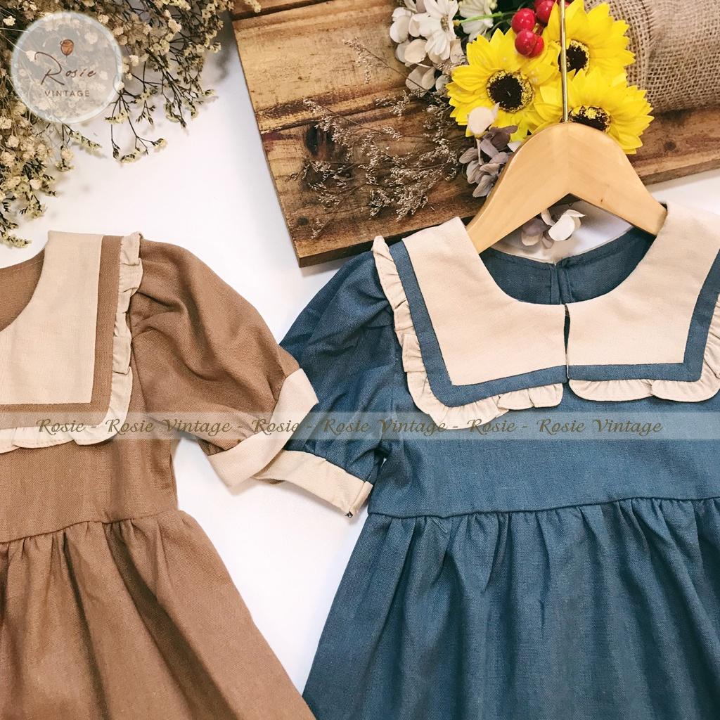 Váy thủy thủ V18, chất vải Linen 100% tự nhiên, thấm hút mồ hôi cực tốt, mặc thoáng mát cho bé gái từ 9 - 36kg