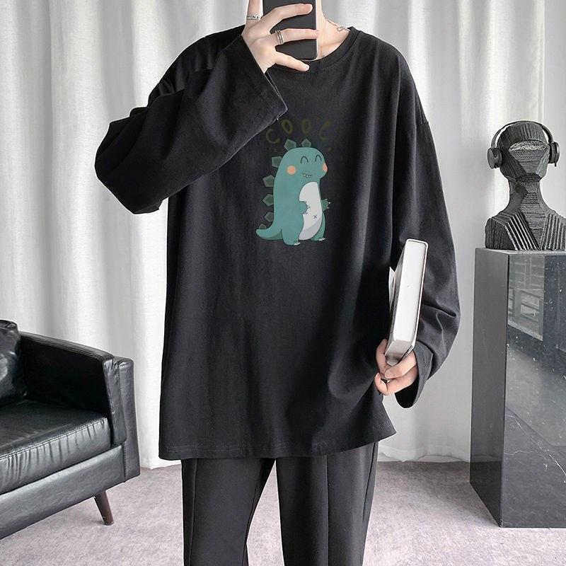 Áo unisex tay dài size lớn M-8XL in hình khủng long thời trang mới mùa thu phong cách Hàn Quốc