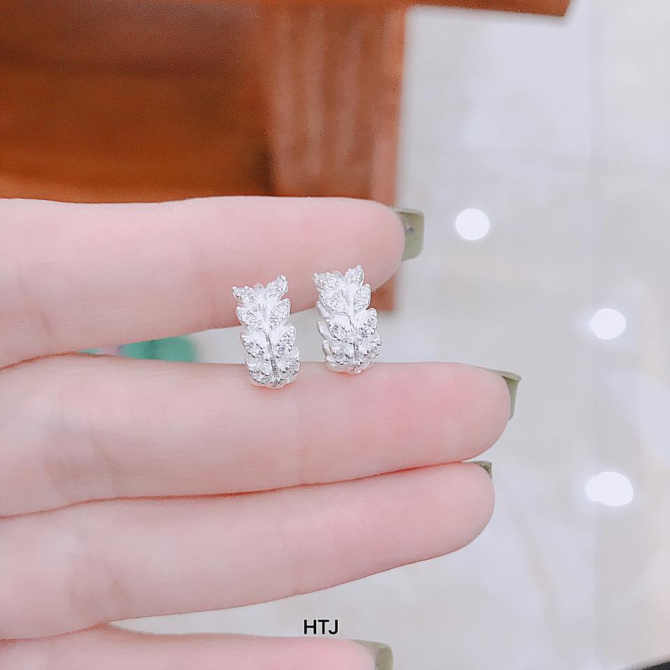 Bông tai bạc hình lá chất liệu bạc s925 MS78v