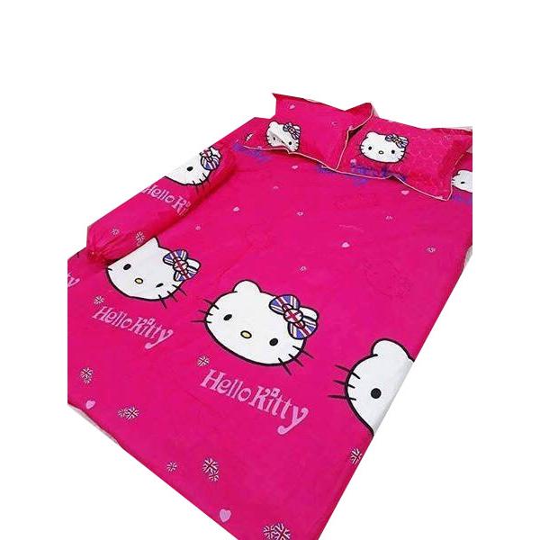 Set 5 món chăn hè ga chun Cotton Poly kitty đỏ