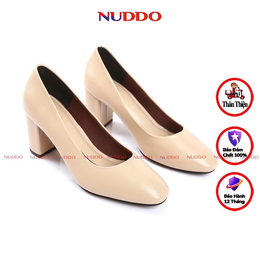Giày cao gót nữ công sở 7p mũi vuông gót vuông da mềm kiểu dáng thời trang đẹp cao cấp NUDDO _ N700