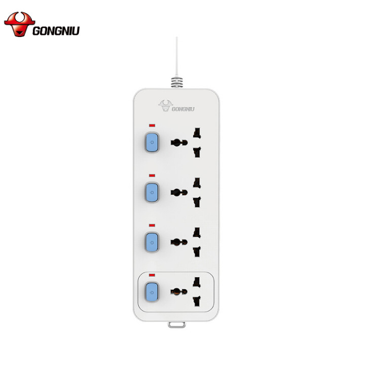 Ổ Cắm Điện Gongniu 4 Ổ Đa Năng 4 Công Tắc – Công Suất 10A/250/2500W – Trắng – Chính Hãng