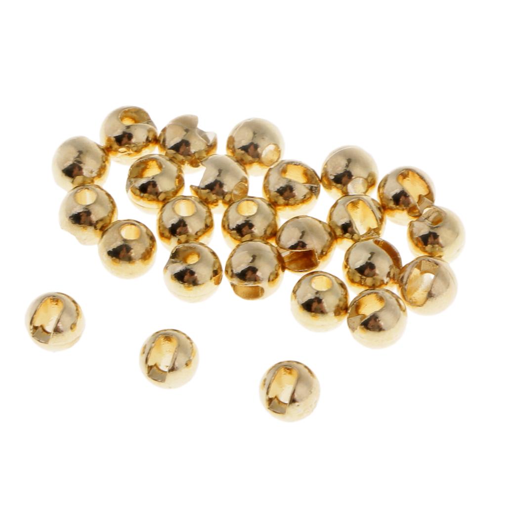 25pcs Slotted Tungsten Fly Tying Beads Fast Sinking Nymph Eyes Gold