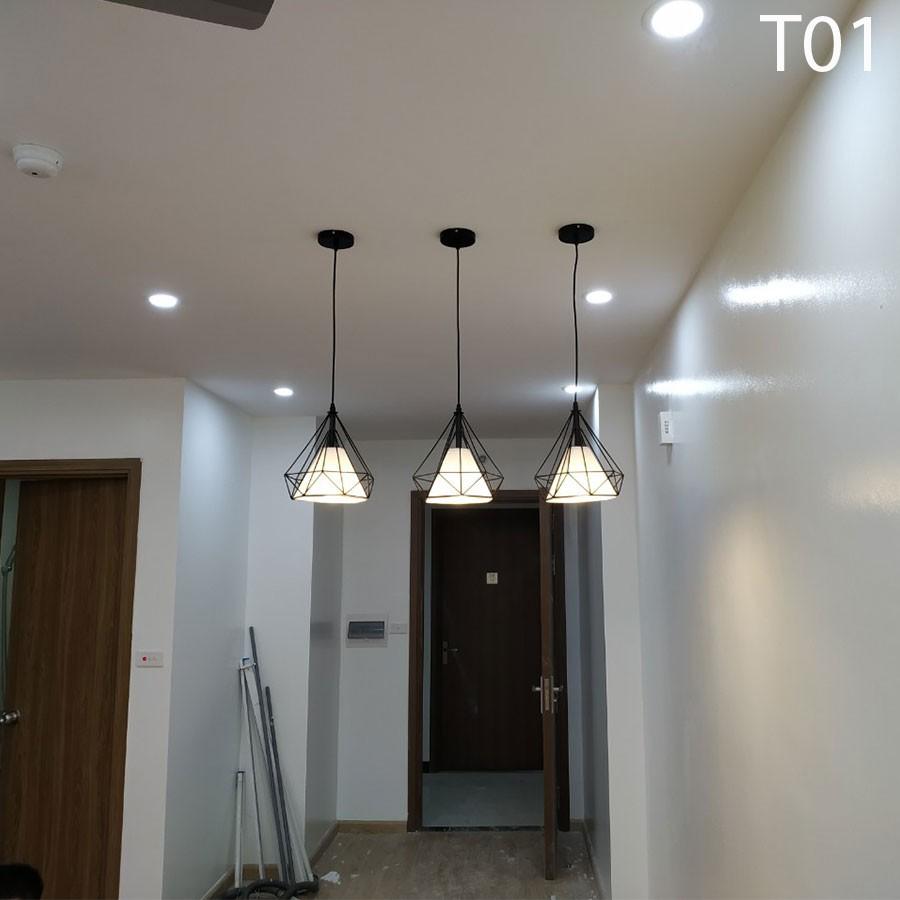 Đèn thả kim cương đen khung sắt sơn tĩnh điện phi 250-T01