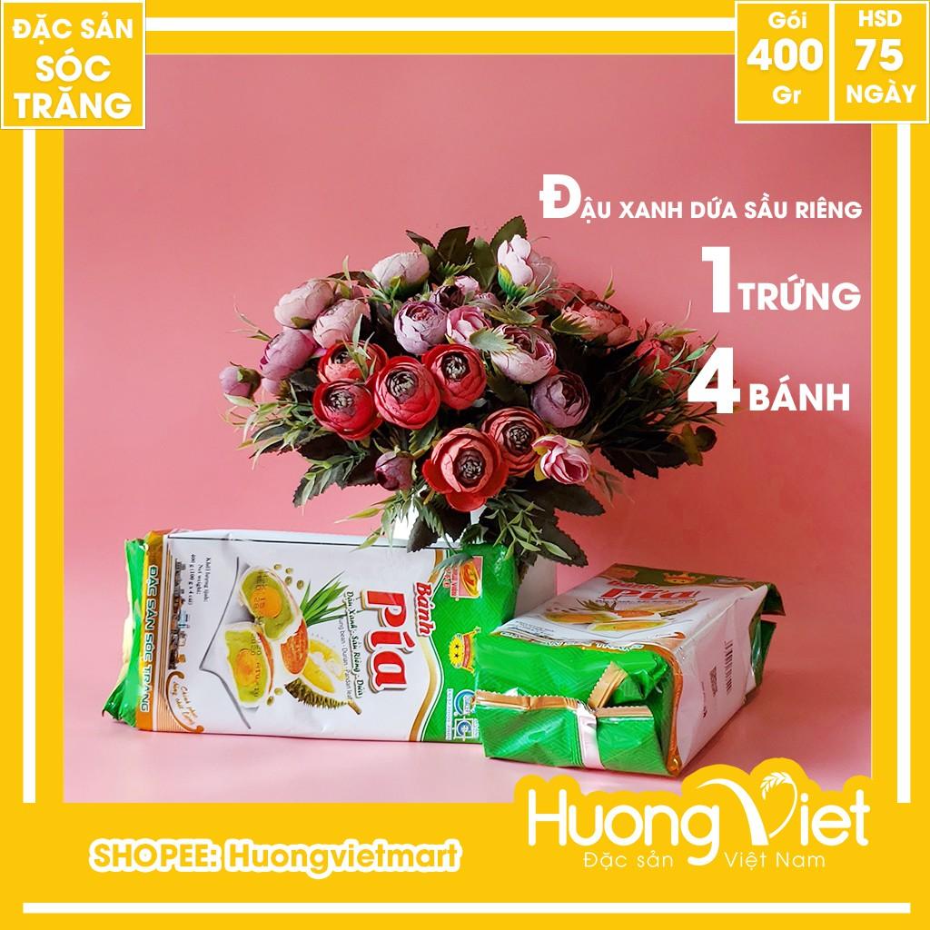 Bánh pía lá dứa sầu riêng trứng muối 400g, bánh pía Tân Huê Viên vị dứa thơm ngon