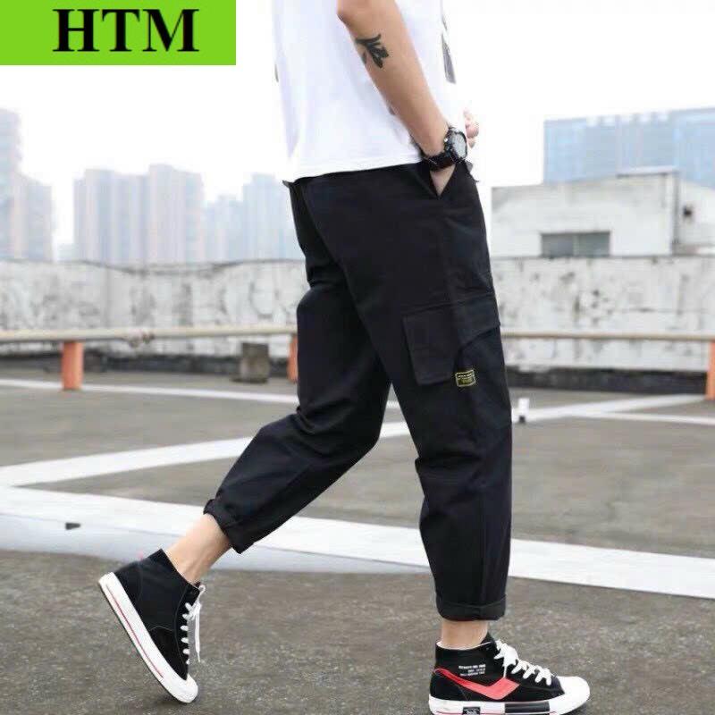 [FREESHIP] Quần Kaki Nam Mẫu Hot Phối Theo Phong Cách Thể Thao Có Kèm Túi Hộp HTM FASHION - Đen