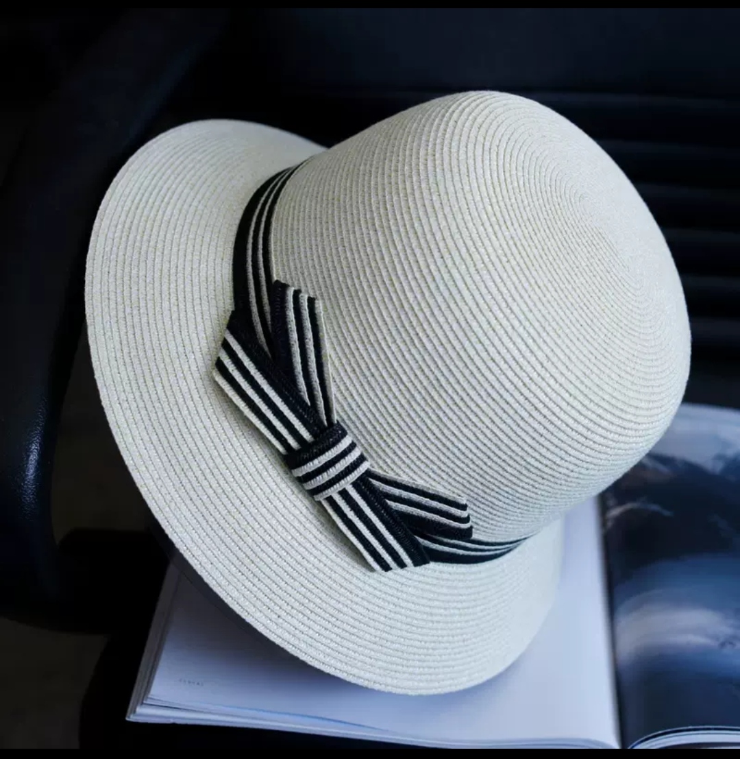 Mũ Rộng Vành Đi Biển Chống Nắng UV - Nón Rộng Vành Nơ Sọc Chất Liệu Cói Thoáng Mát Thời Trang Hàn Quốc dona26020101