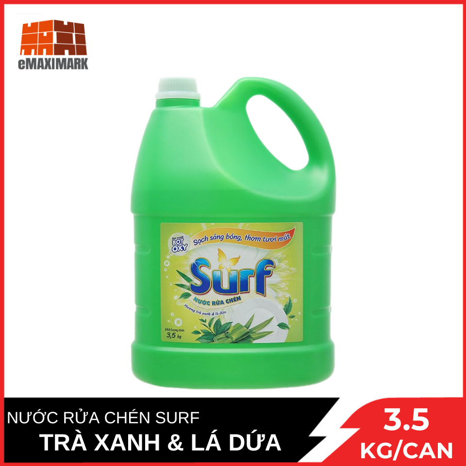 Nước rửa chén Surf hương trà xanh &amp; lá dứa can 3.5kg