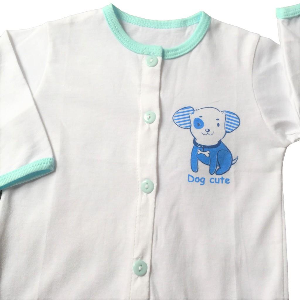 COMBO GIÁ SỈ - Combo 10 áo sơ sinh tay dài trắng cài nút giữa Thái Hà Thịnh