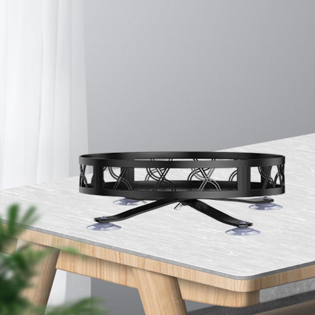 Turntable Spice Rack 9 inch Black Kitchen Spice Organizer for Cooking Jars