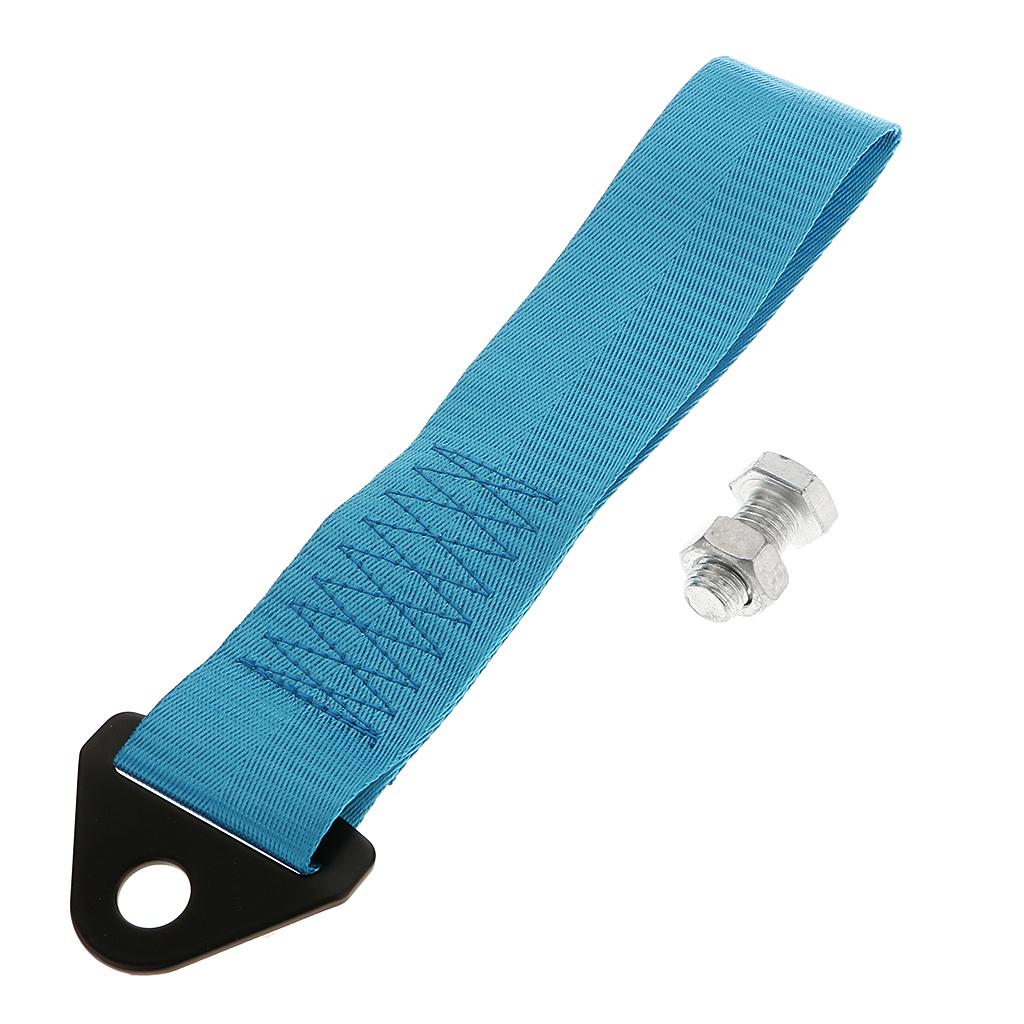 Trailer Tow Strap Short Kit with Bumper Hook for Universal Car Blue