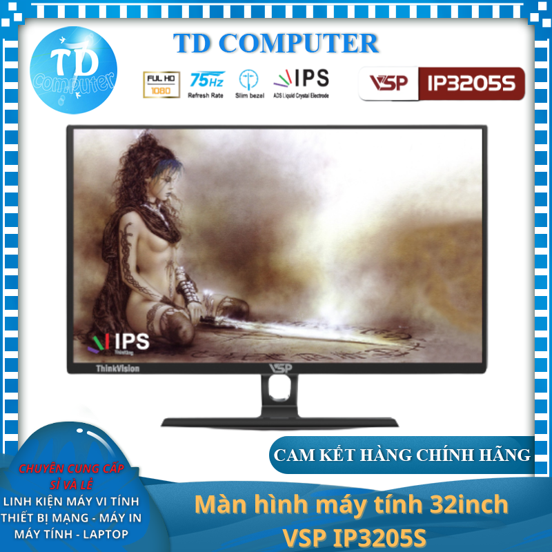 Màn hình máy tính 32inch VSP IP3205S (31.5&quot; IPS Full HD 75Hz, HDMI+VGA) - Hàng chính hãng TECH VISION phân phối