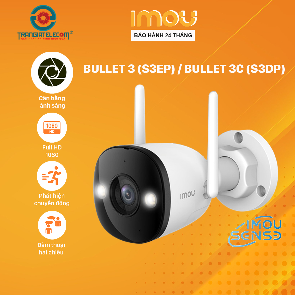 Camera Wifi Ngoài Trời IMOU Bullet 3/ 3C (S3EP/ S3DP) Đàm Thoại 2 Chiều - Hàng chính hãng