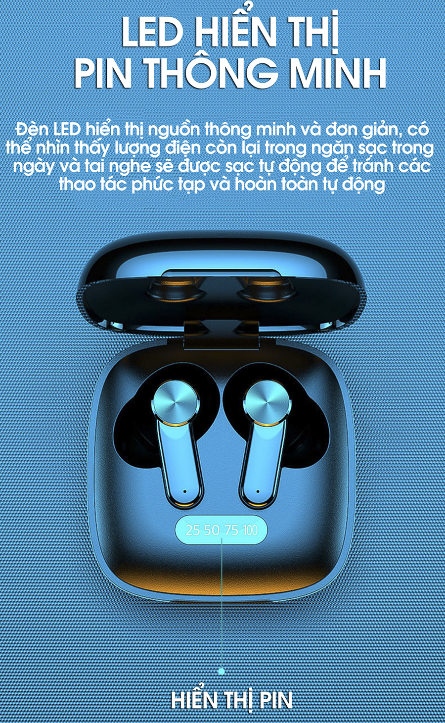 Tai nghe bluetooth nhét tai không dây True Wireless âm thanh HIFI vượt trội, chống thấm nước IPX5 PKCB PF1015 - Hàng chính hãng