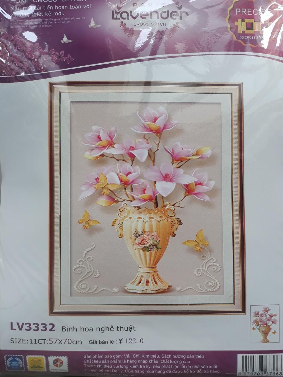 Tranh thêu chữ thập bình hoa khoe sắc LV3332 - 57 x 70 cm - chưa thêu