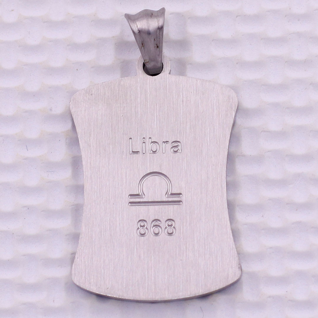 Mặt dây chuyền cung Thiên Bình- Libra inox kèm vòng cổ dây da đen, Cung hoàng đạo