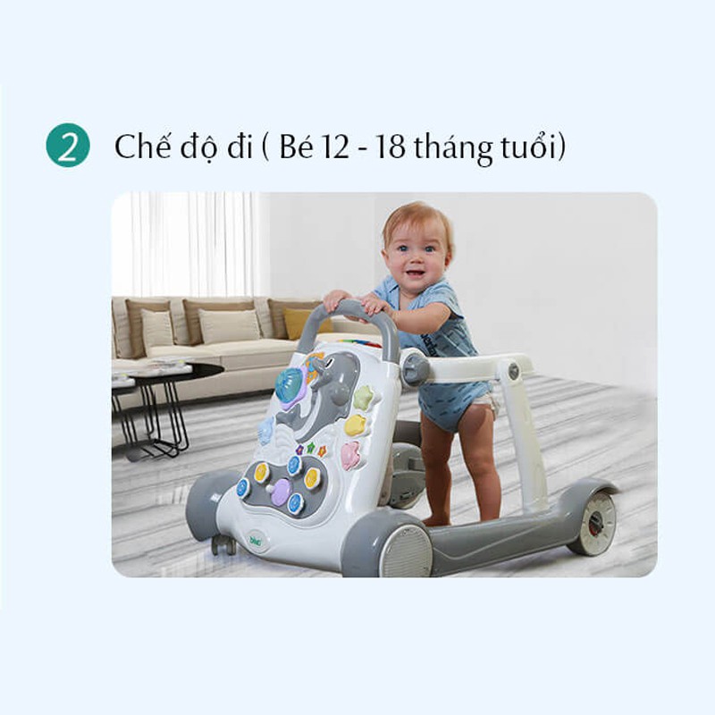 Xe tập đi Chilux Walk G, thiết kế không góc cạnh, gấp gọn dễ dàng, đạt chuẩn châu âu, có bàn đồ chơi phát nhạc