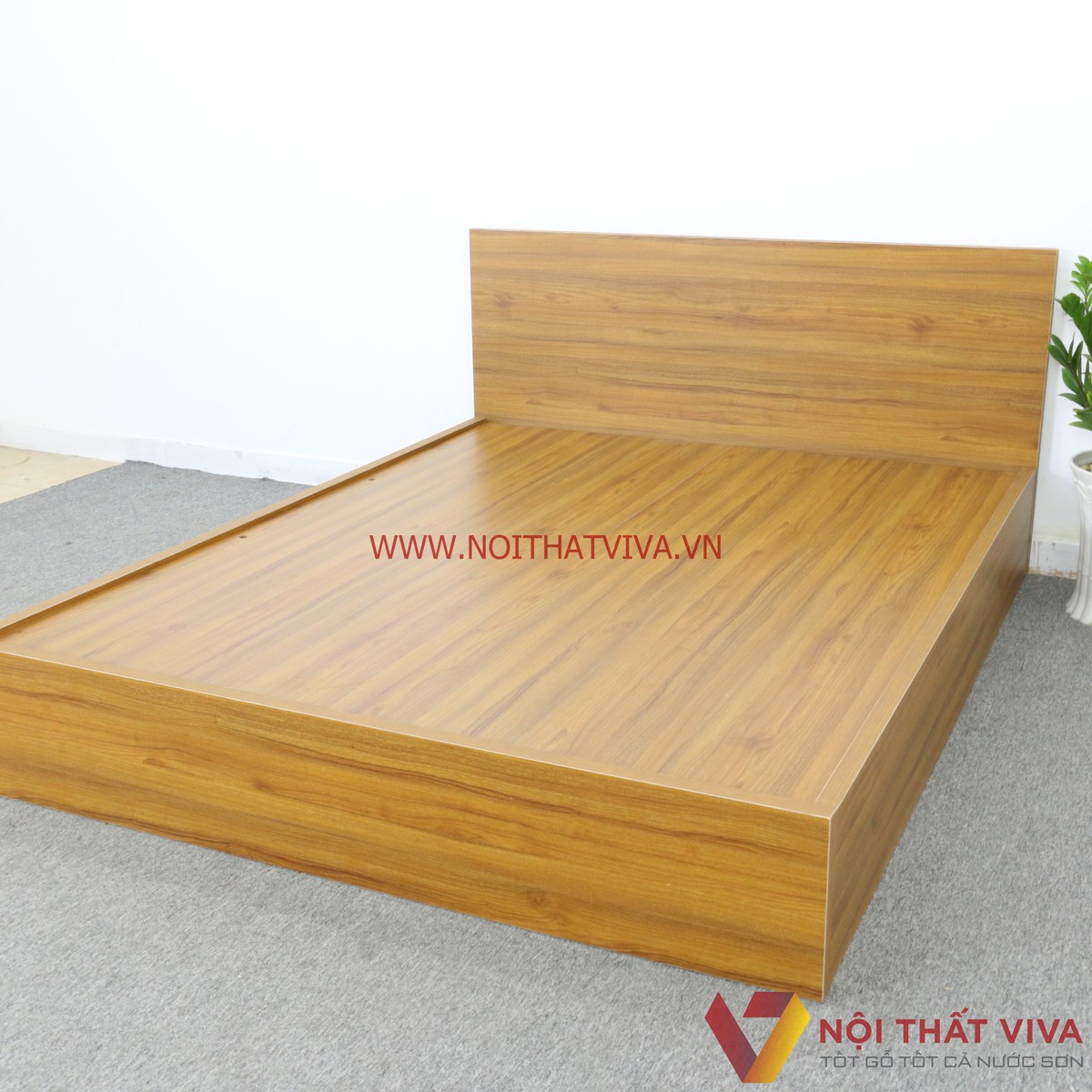 Giường Ngủ Gỗ MDF Melamine Màu Vàng Vân Gỗ Đẹp Giá Rẻ