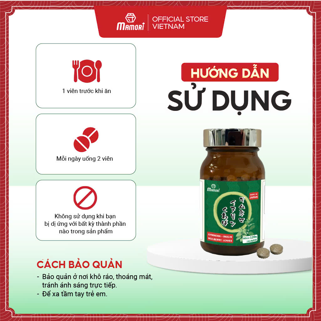 Combo 2 Hộp Viên uống MAMORI GYMNEMA - INULIN Hỗ trợ giúp giảm đường huyết, ngăn ngừa tích tụ mỡ thừa, bổ xung chất sơ hòa tan