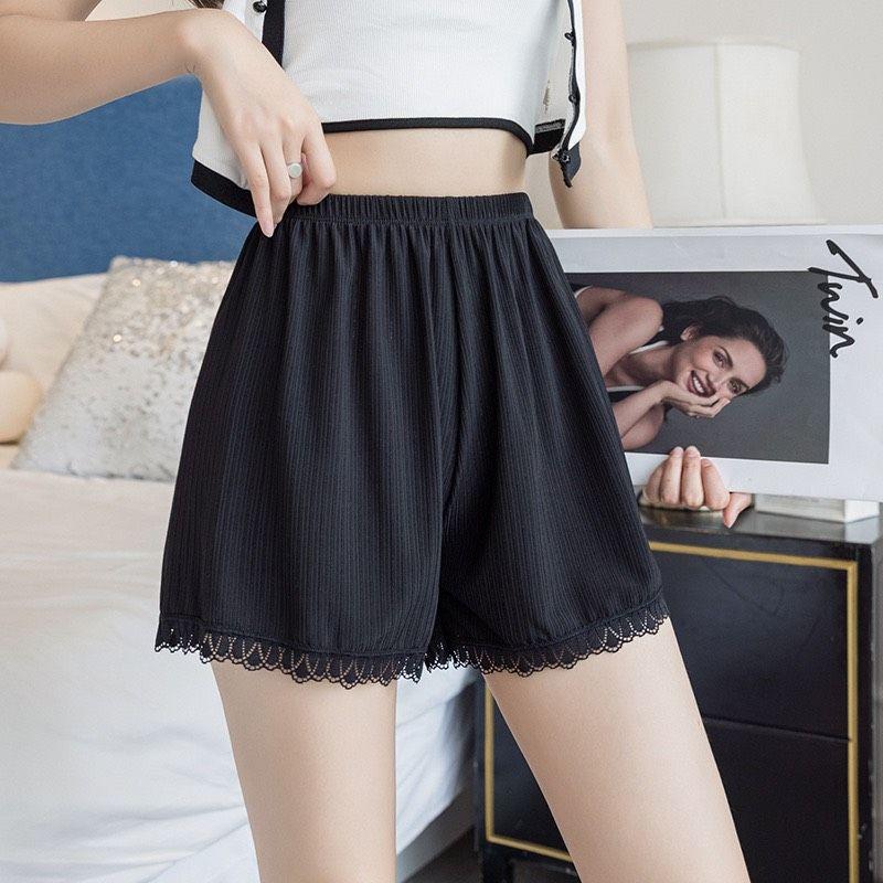 Quần đùi thun gân, quần ngủ nữ chân ren siêu mát