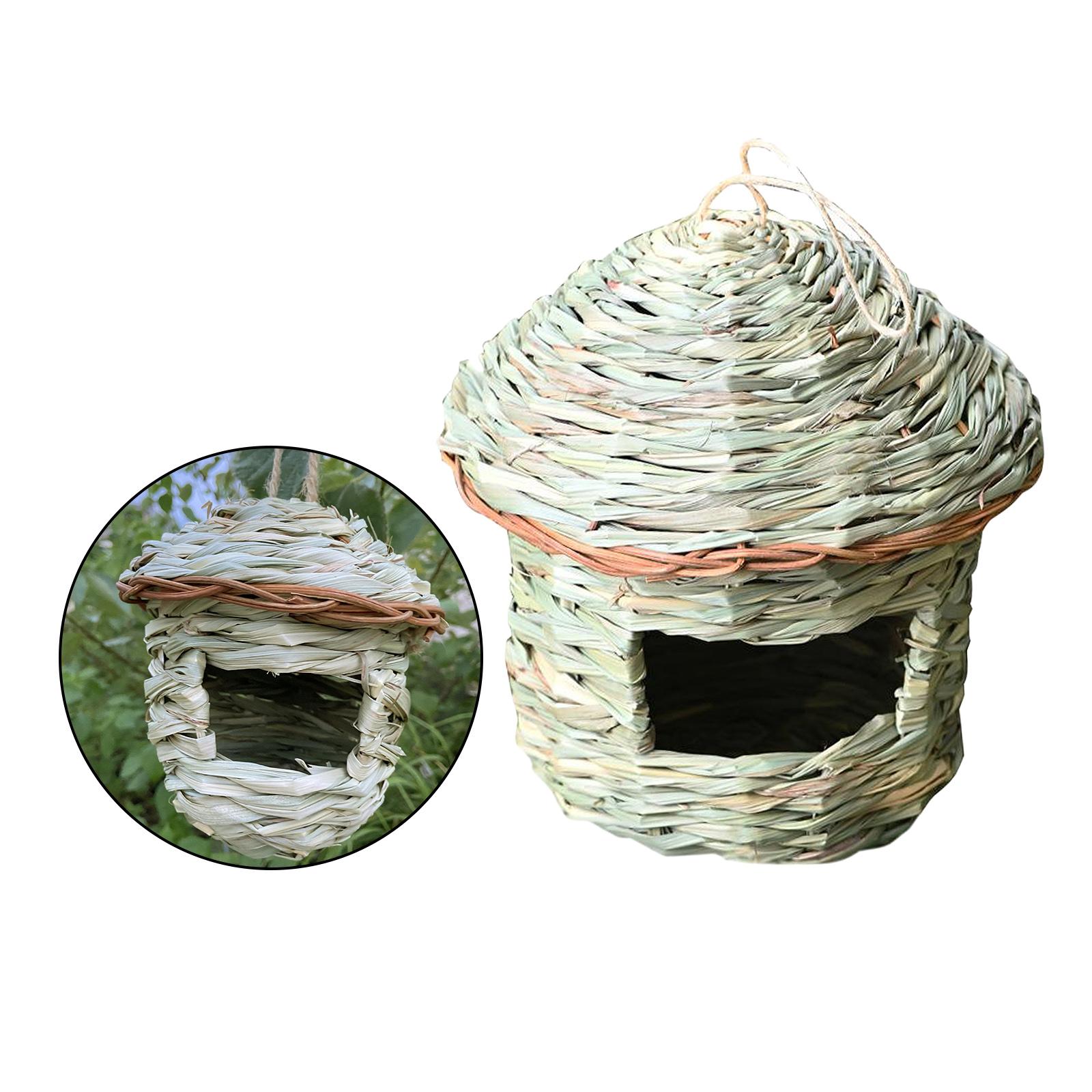 Winter Bird House for Outside Hanging,Grass Handwoven Bird Nest,Hummingbird House,Natural Bird Hut Outdoor,Hatching Birdhouse for Kids,Songbirds House