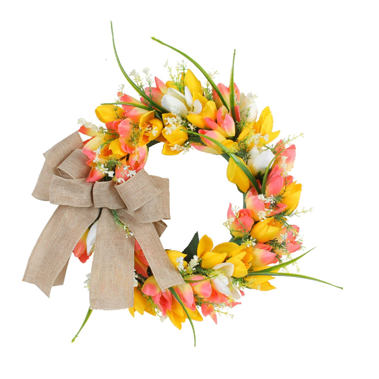 Artificial Flower Wreath Pendant Farmhouse Garland for Housewarming Holiday