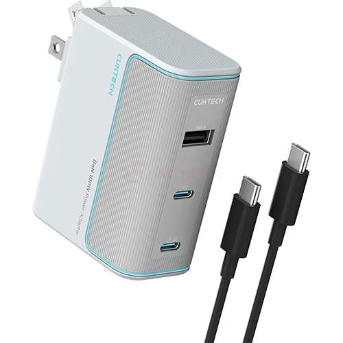 Combo cốc sạc Cuktech GaN 1USB 2Type-C 100W + Cáp USB Type-C to Type-C AD1003US - Hàng chính hãng