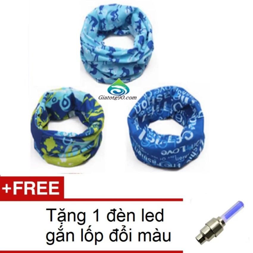 ️FREESHIP️  Bộ 3 khăn đi phượt đa năng 206311 2 (Xanh sậm)    Tặng 1 đèn led gắn van xe đổi màu 206131