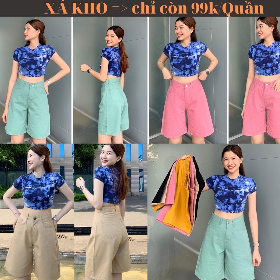 Quần Short Kaki Lửng Ulzzang, Ống rộng lưng cao Dáng Hàn Quốc SKA01 (KKN)